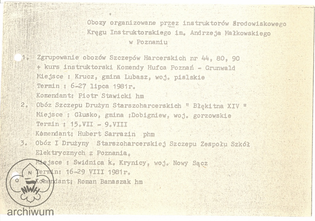 Plik:1981-06 Poznan Lista obozow prowadzonych przez instruktorow KIHAM.jpg