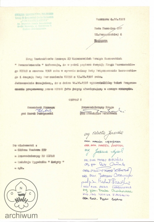 Plik:1981-10-04 Warszawa decyzja 23 WDH Pomaranczarnia ws poparcia propozycji KIHAM ws roty Przyrzeczenia.jpg
