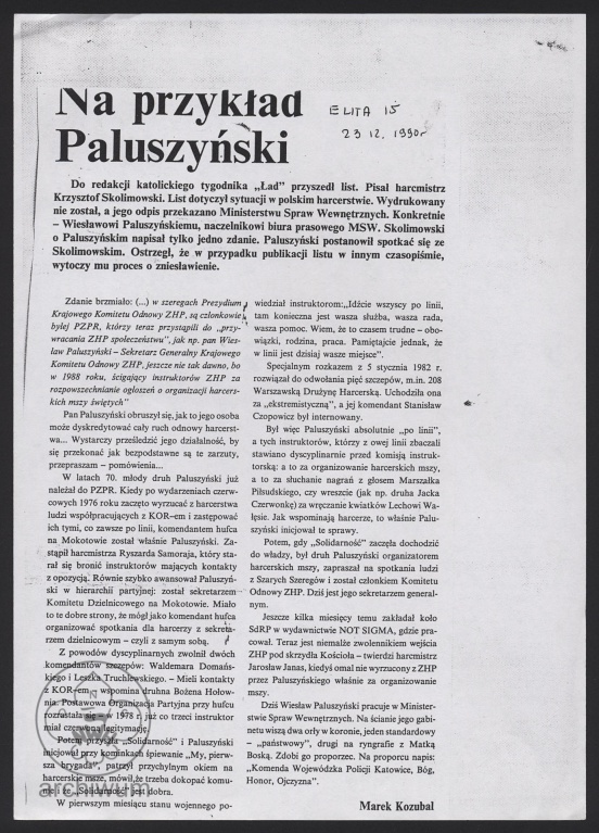 Plik:1990-12-23 Warszawa, Pismo Elita, Artykuł - Na przykład Paluszyński.jpg