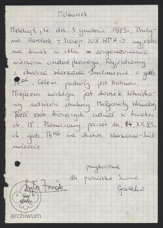 Plik:1983-12-03 Meldunek o wyjeździe na biwak do Halinowa.jpg
