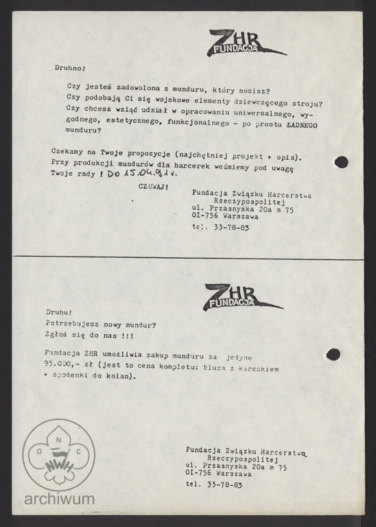 Plik:1991 Ogłoszenie Fundacji ZHR o mundurach dla harcerek.jpg