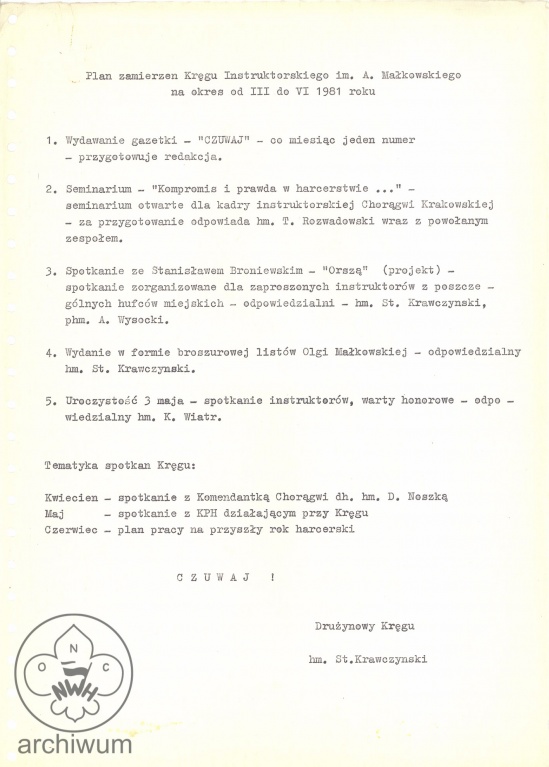 Plik:1981-03 Krakow plan zamierzan KIHAM Chor Krakowskiej na 3-6 1981.jpg