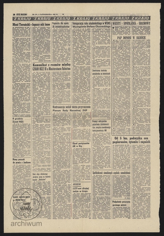 Plik:1981-10-05 Wycinek z pisma Życie Warszawy, m.in. tekst pt Kontrowersje wokół tekstu przyrzeczenia.jpg