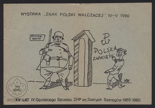 1980-04-01 Opole IV Szczep, Kartka Wystawa Znak polski walczącej.jpg