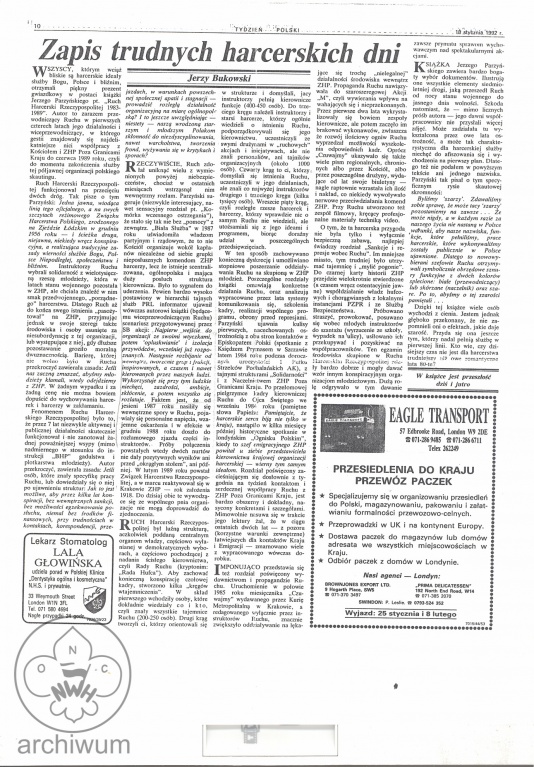 Plik:1992-01-18 Londyn Artykul Bukowskiego - Zapis trudnych harcerskich dni - w czasopismie Tydzien Polski.jpg