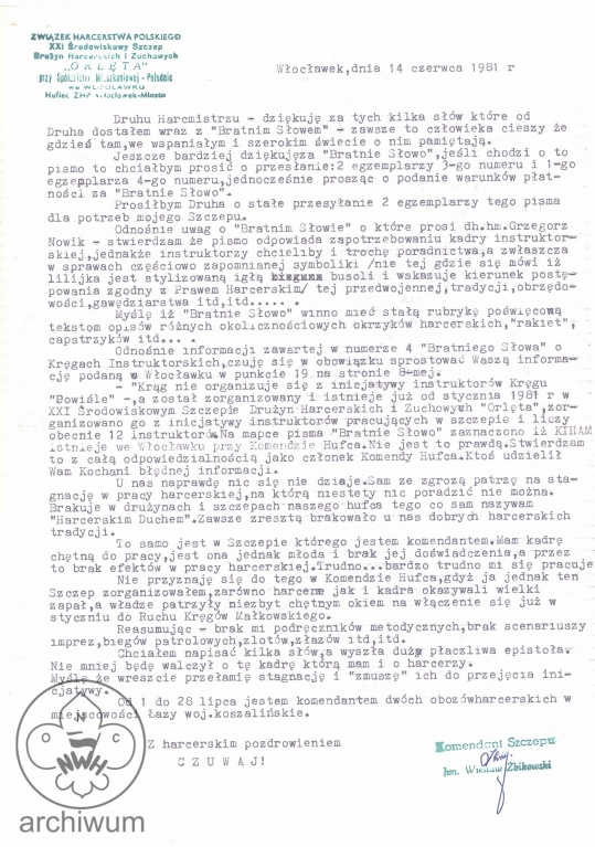 Plik:1981-06-14 Wloclawek pismo W. Zbikowskiego.jpg