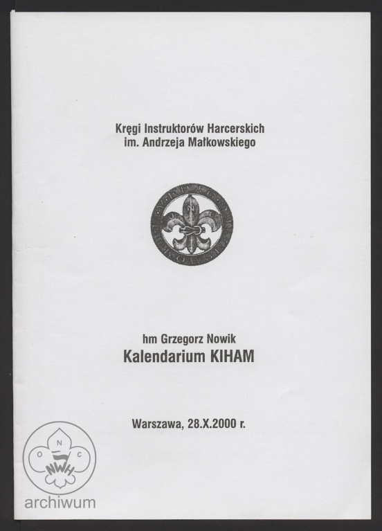 Plik:2000-10-28 Warszawa, Grzegorz Nowik, Kalendarium KIHAM (1).jpg
