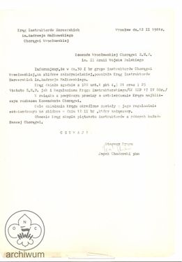 1981-02-12 Wroclaw pismo do Komendy Choragwi o powolaniu kregu KIHAM we Wroclawiu.jpg