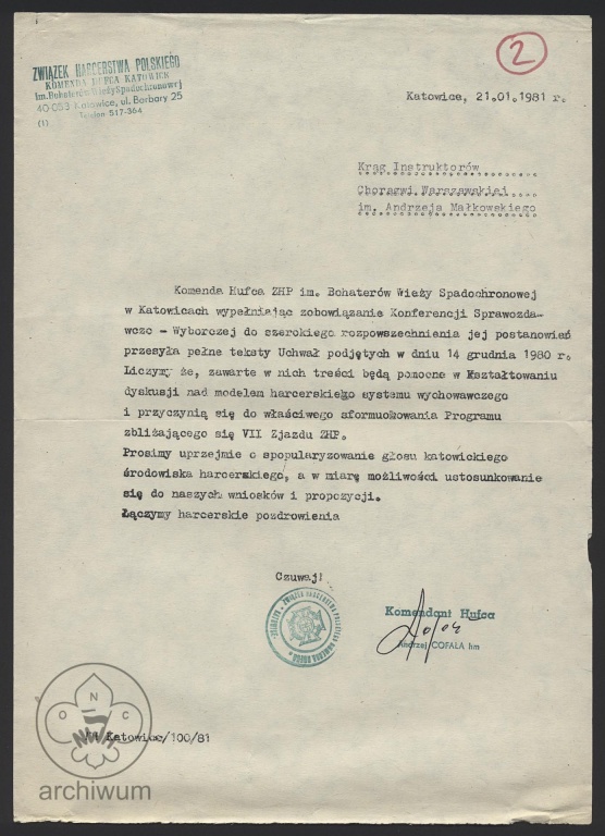Plik:1981-01-21 Katowice Pismo przewodnie KH do rozsyłanych postulatów konfrencji s-w hufca.jpg