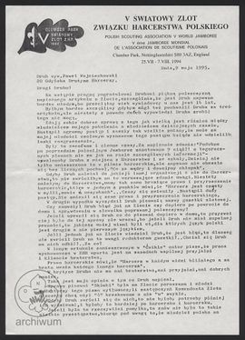 1995-05-09 Clumber Park List komendanta V Światowego Zlotu ZHP do Wojciechowskiego z 20 GDH.jpg
