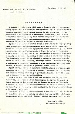 1989 1-2 kwiecień. Sopot. I Zjazd ZHR. Szarotka 005 fot. J.Kaszuba.jpg