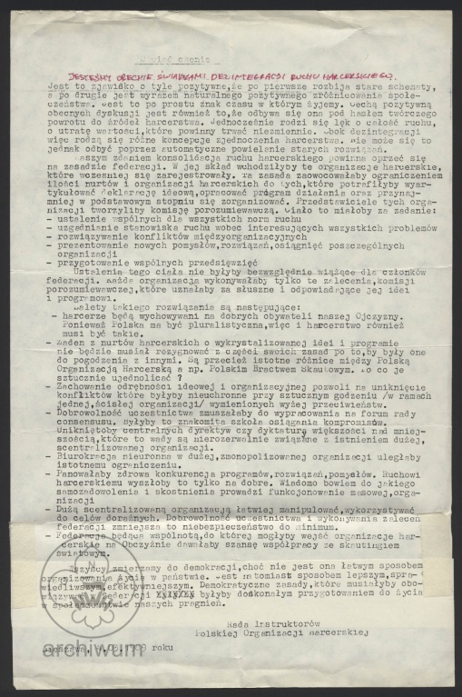 Plik:1989-03-04 Oswiadczenie Rady Instruktorow POH Jestesmy obecnie swiadkami dezintegracji ruchu harcerskiego.jpg