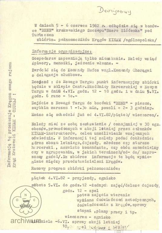 Plik:1982-06 Informacja o programie zbiórki Porozumienia KIHAM na Turbaczu.jpg