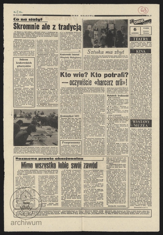 Plik:1982-04-06 Wycinek z pisma Echo Krakowa.jpg
