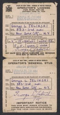 1927-08-12 New York George Jelinski Operator's License 001.jpg