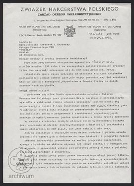 1995-05-09 Londyn, Pismo od Przewodniczącego Okręgu Wielkobrytyjskiego ZHP.jpg