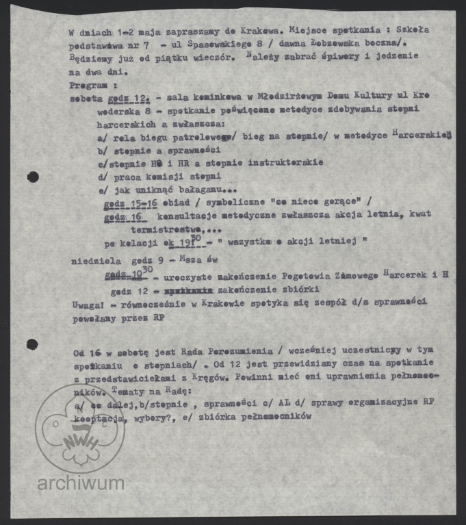 Plik:1982-04 informacja o planowanej zbiorce RP KIHAM w Krakowie 1-2-05-1982 i zakonczenie Pogotowia Zimowego Harcerek i Harcerzy.jpg