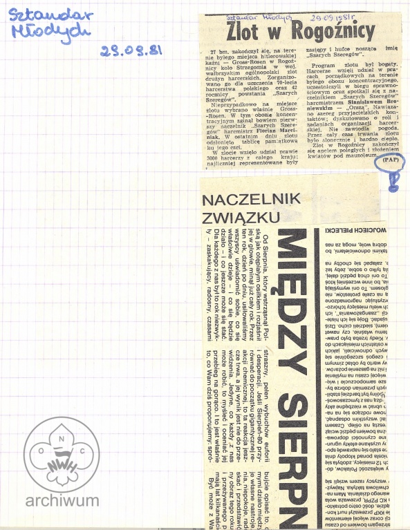 Plik:1981-09-29 Wycinek prasowy, Sztandar Młodych, Zlot w Rogoźnicy.jpg
