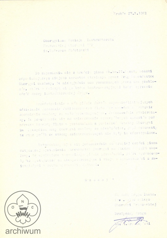 Plik:1981-10-27 Krakow Pismo do KI K.Ch. od druzynowego KIHAM.jpg