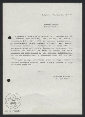 1991-04-15 list J. Pastwy i M. Butkiewicza ws Notataki ze spotkania ZHR-ZHP1918.jpg