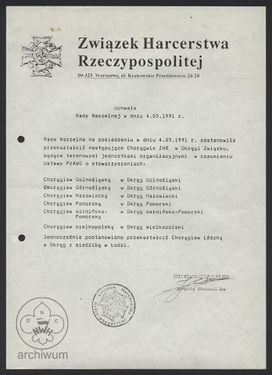 1991-05-04 Warszawa Uchwała i przekształcenie Chorągwi w Okręgi ZHR.jpg
