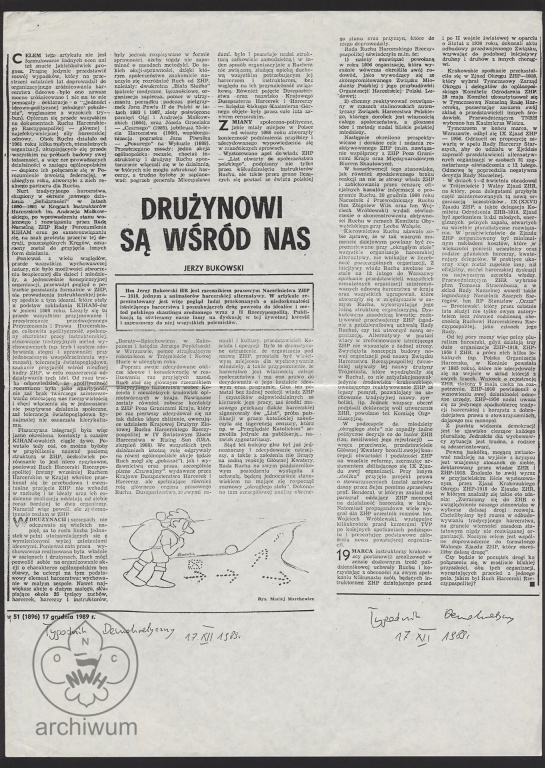 Plik:Wycinek prasowy 1989-12-17 z Tygodnika demokratycznego, Jerzy Bukowski pt Drużynowi są wśród nas.jpg