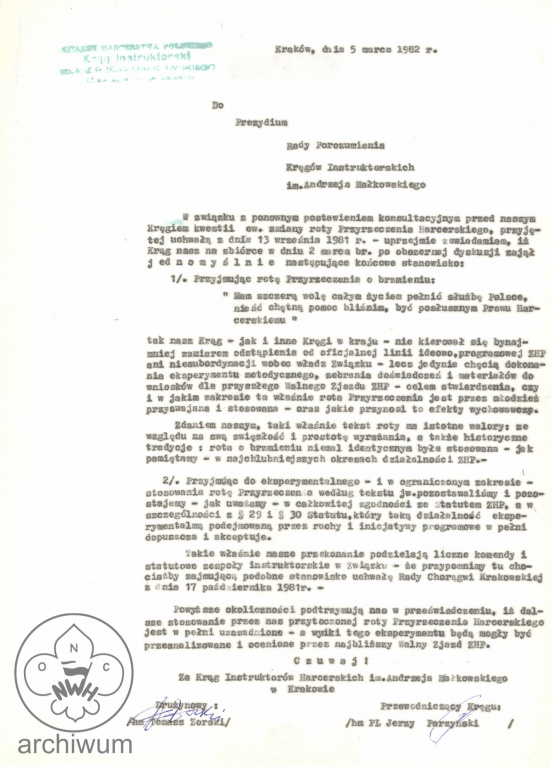 Plik:1982-03-05 Krakow List J. Parzynskiego do Rady Porozumienia ws. roty Przyrzeczenia.jpg