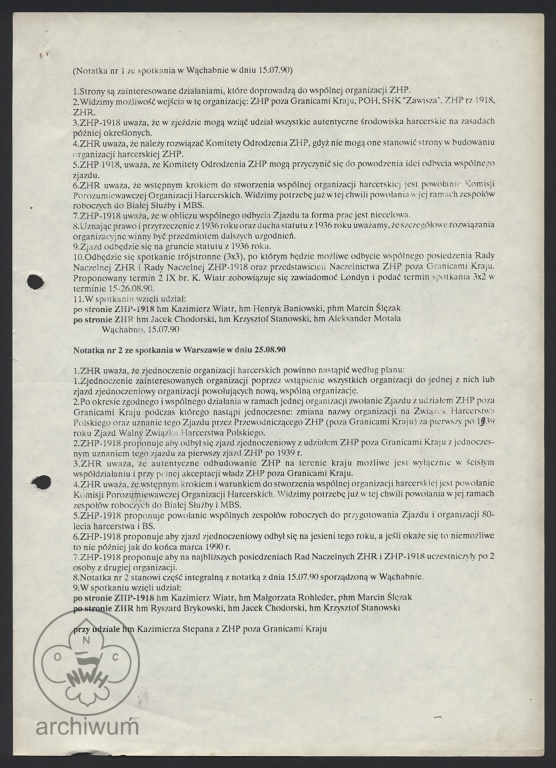Plik:1991-08 Notatka ze spotkań w Wachabnie 15-07 i w Warszawie 25-08 miedzy ZHR a ZHP1918.jpg