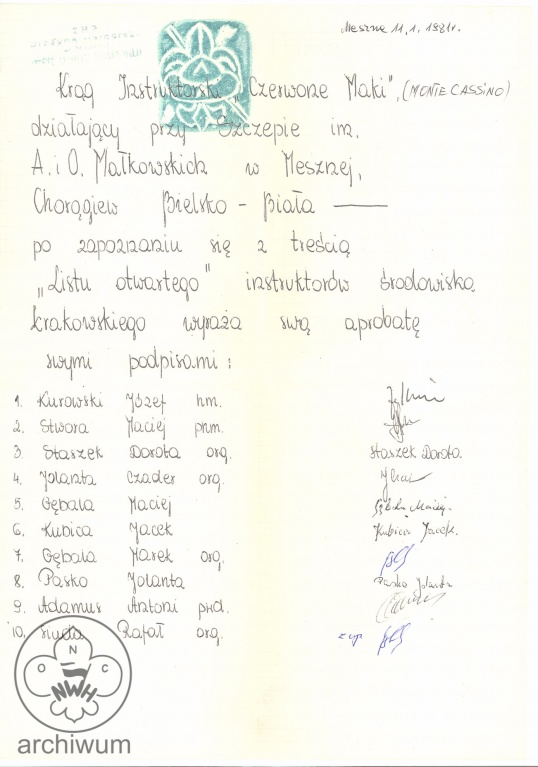 Plik:1981-01-11 Meszna Bielsko Biala list z aprobata dla Listu krakowskiego.jpg