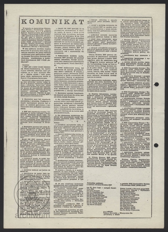 Plik:1981-01 Wycinek Komunikat ze spotkania KKK POiW NSZZ Solidarnosc i GK ZHP.jpg