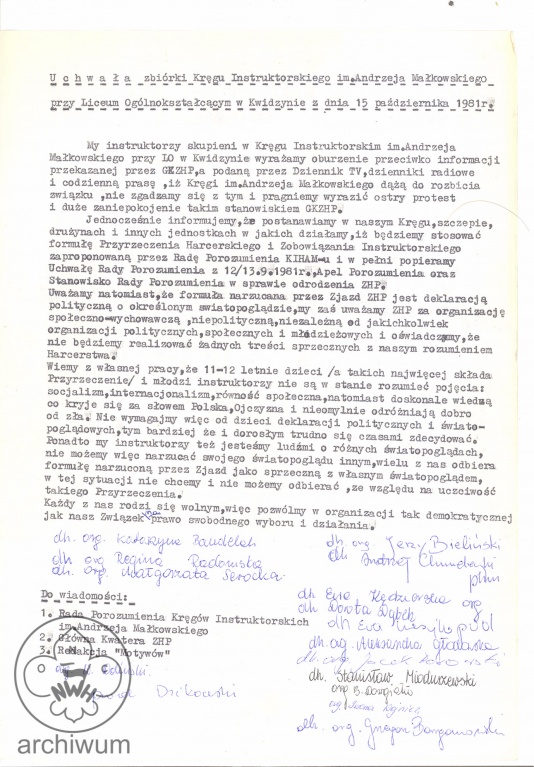 Plik:1981-10-15 Kwidzyn stanowisko instruktorow ws Prawa i Przyrzeczenia zaproponowanego przez KIHAM.jpg