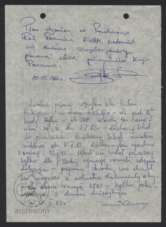 Plik:1982-05-10 notatka sluzbowa ws pisma przewodniczacego RP KIHAM.jpg
