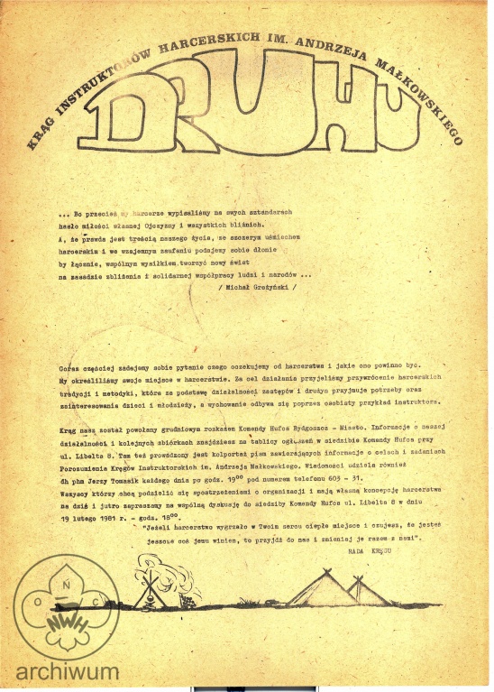 Plik:1981-02 Bydgoszcz pismo Druhu o powstaniu KIHAM w Bydgoszczy.jpg