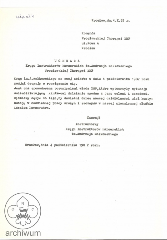 Plik:1982-10-04 Wroclaw Uchwala w sprawie rozwiazania KIHAM Wroclaw.jpg