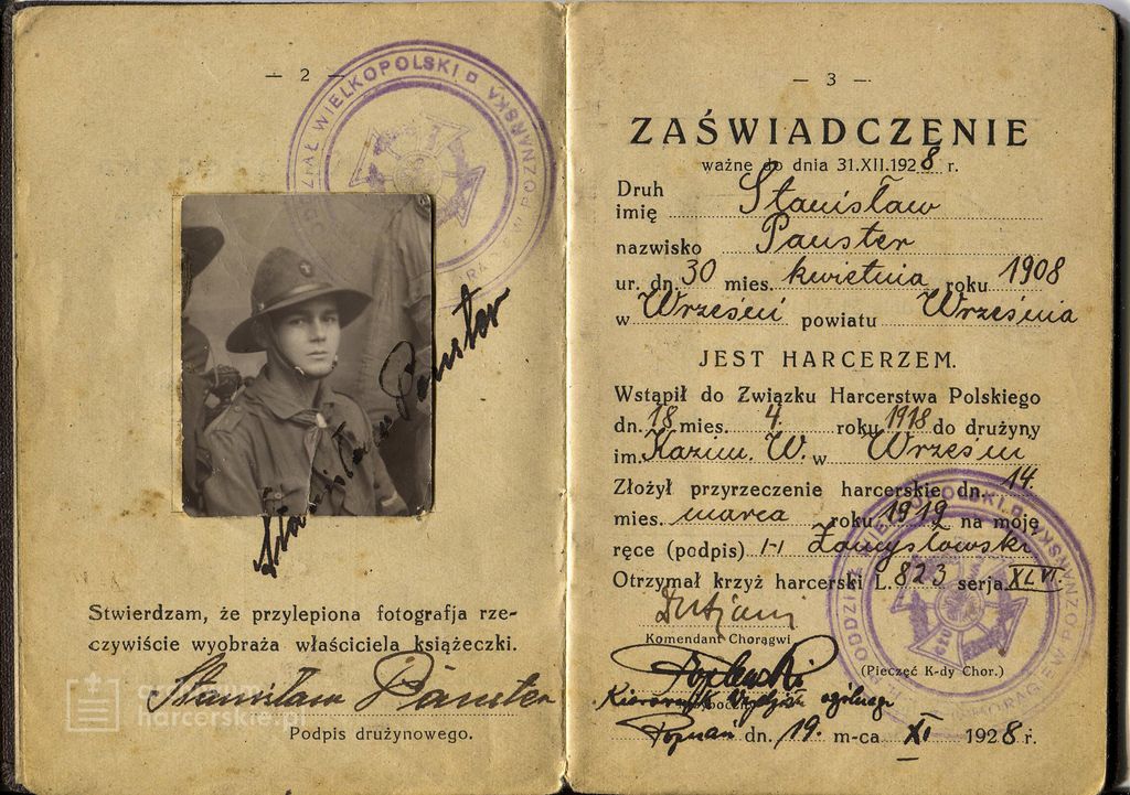 Plik:1928 Poznań Stanisław Panster ZHP Książka służbowa 003.jpg