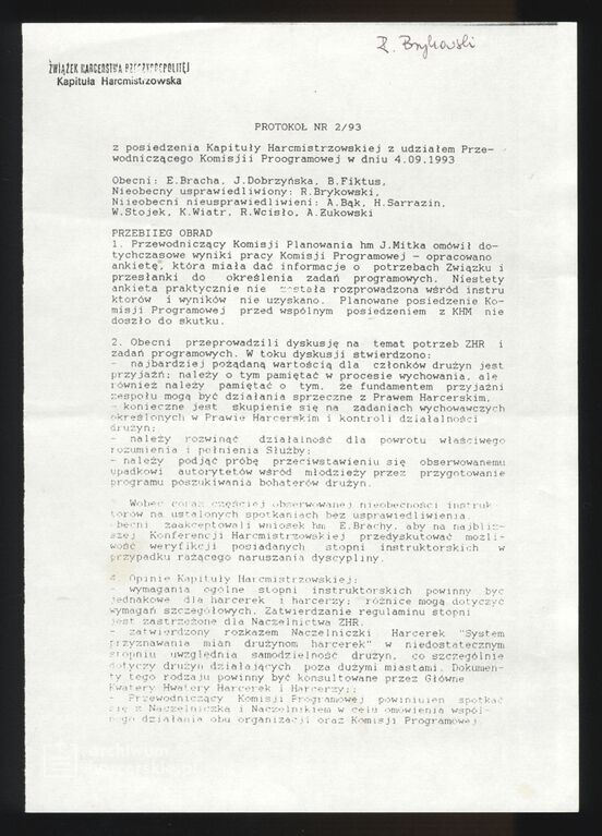 Plik:1993-04-09 Poznań ZHR Kapituła Harcmistrzowska Protokół z posiedzenia 001.jpg