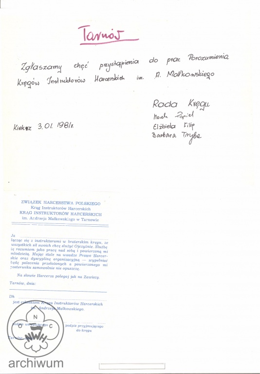 Plik:1981-01-03 Tarnów zgłoszenie checi przystapienia do Porozumienia KIHAM.jpg