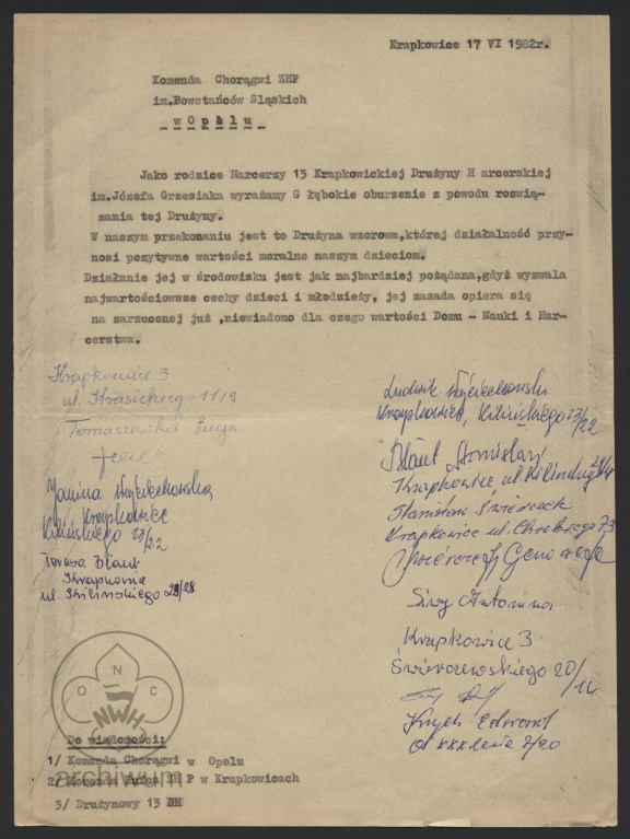 Plik:1982-06-18 Krapkowice pismo rodzicow harcerzy 13 WD im Grzesiaka do KCh Opole ws decyzji KHufca o rozwiazaniu druzyny.jpg