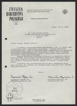 1989-03-28 Londyn List naczelnictwa ZHP pgK do uczestnikow I zjazdu ZHR.jpg