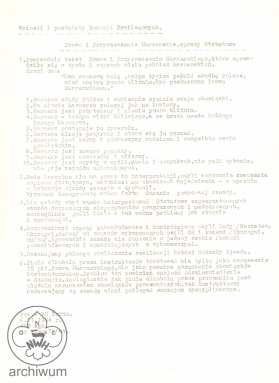 Plik:1984-11-06 Krakow Hufiec Srodmiescie III Konf. Spr-Wyb Wnioski i postulaty Komisji Problemowych ws Prawa i przyrzeczenia.jpg
