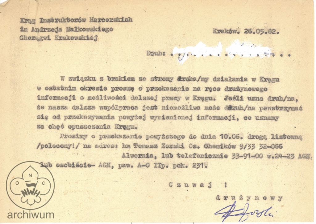 Plik:1982-05-26 Krakow pismo ws potwierdzenia czlonkostwa w KIHAM.jpg
