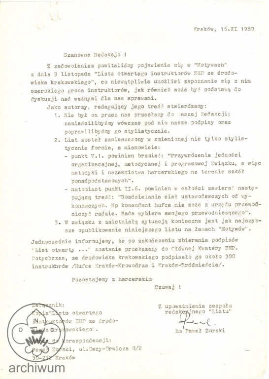 Plik:1980-11-16 Krakow pismo do Motywow ws. listu krakowskiego 001.jpg