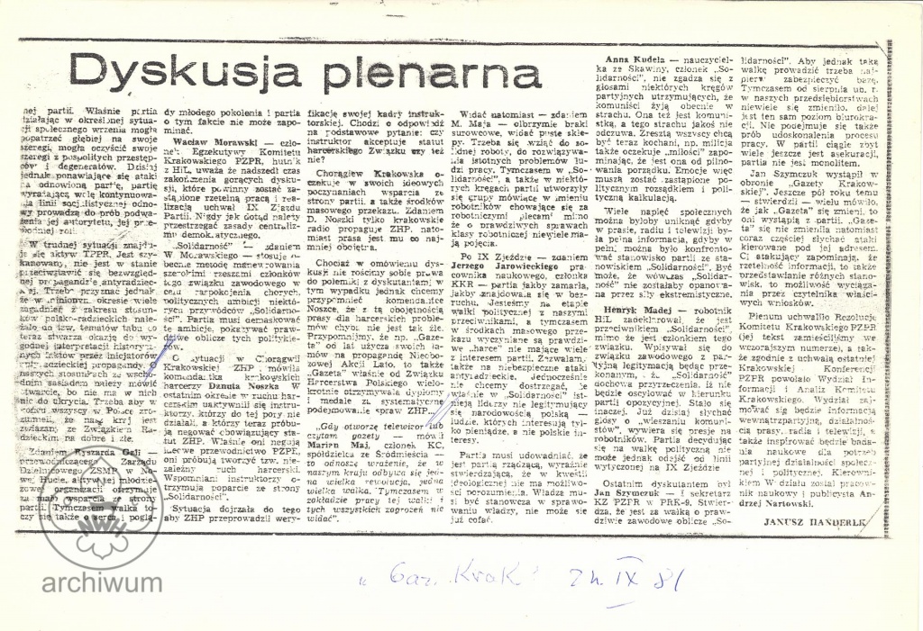 Plik:1981-09-24 Gazeta Krakowska artykul Dyskusja plenarna o sytuacji w Choragwi Krakowskiej ZHP.jpg