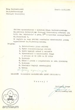1981-11-02 Krakow KIHAM informacja o zbiorce spr-wyb Kregu.jpg