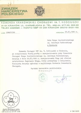 1980-11-26 Krakow Decyzja o rejestracji KIHAM Chor Krakowskiej i regulamin oryginal.jpg