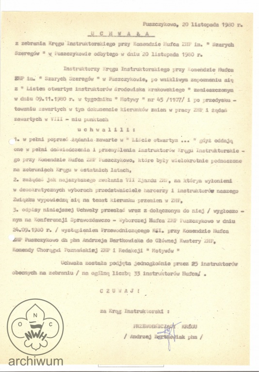 Plik:1980-11-20 Puszczykowo Uchwala z poparciem dla Listu krakowskiego i zwolaniem Zjazdu ZHP.jpg