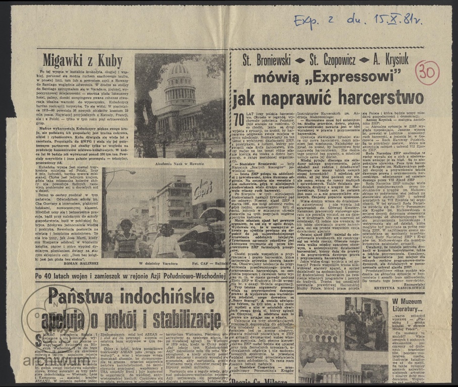 Plik:1981-10-15 Wycinek z Expressu rozmowa ze St Broniewskim Orszą, St Czopowiczem, A Krysiukiem w związku z 70-leciem harcerstwa polskiego.jpg