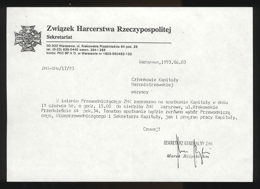 Plik:1993-06-03 W-wa ZHR List do Kapituły Harcmistrzowskiej.jpg