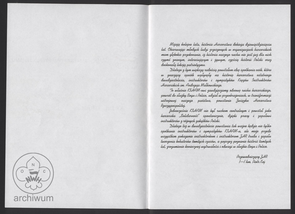 Plik:2000-10-28 Warszawa, Folder ZHR - Harcerstwu Niepokornemu. XX Lat KIHAM (2).jpg