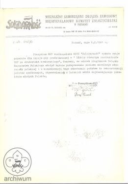 1981-02-06 Poznan list poparcia MKZ Wielkopolska NSSZ Z dla listu otwartego srodowiska krakowskiego.jpg